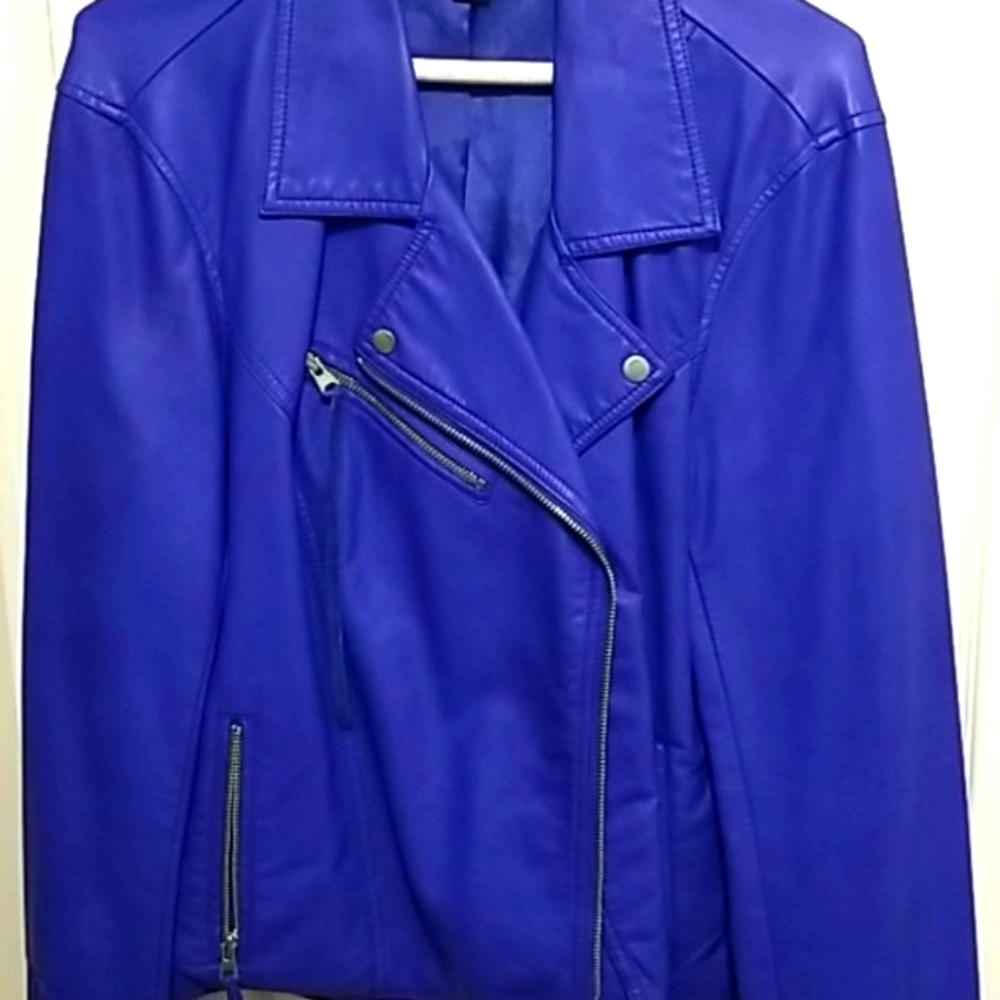 Beautiful faux leather moto jacket .